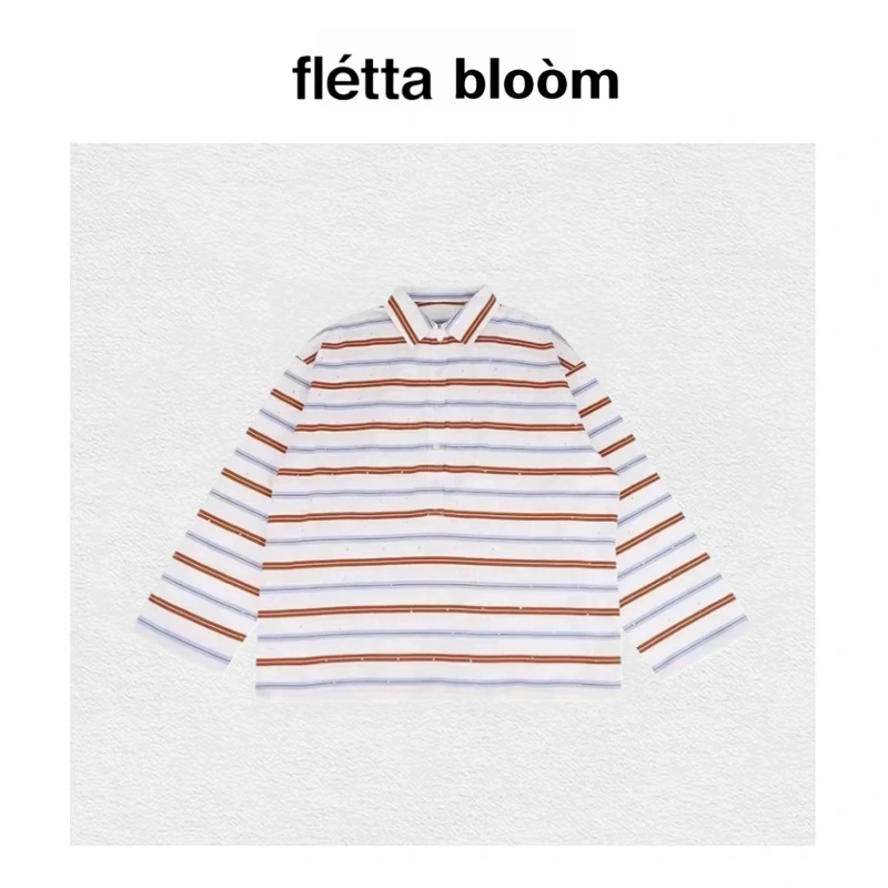 【现货】fletta bloom韩国设计师秋季新品宽松百搭甜美烫钻POLO衫