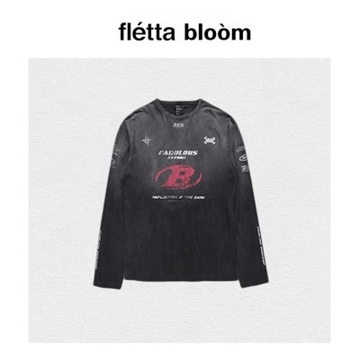 【现货】fletta bloom韩国小众潮牌badblood长袖T恤复古水洗做旧