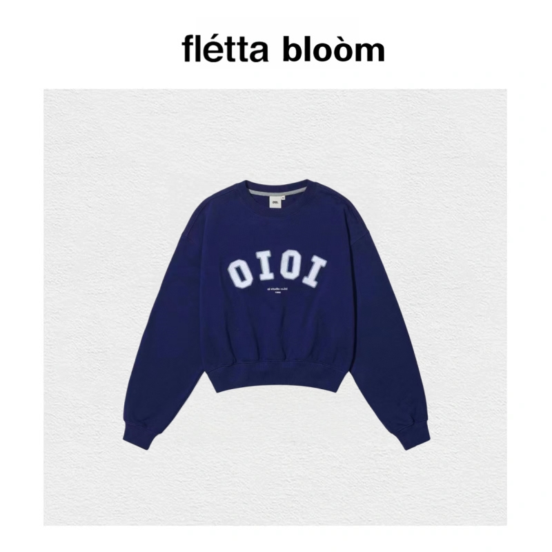 【现货】fletta bloom新款oioi短款字母圆领卫衣连帽newjeans刺绣