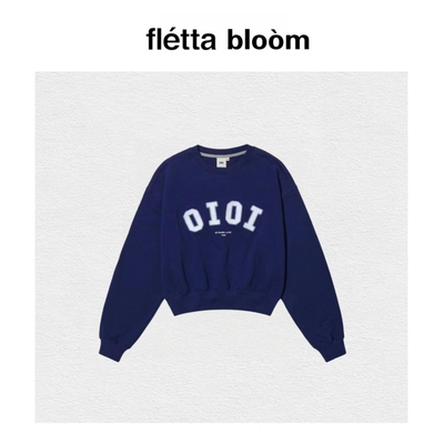 【现货】fletta bloom新款oioi短款字母圆领卫衣连帽newjeans刺绣