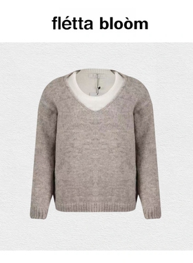 【现货】fletta bloom韩国modimood针织长袖背心毛衣叠穿两件套女