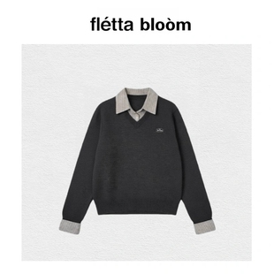 bloom假两件八奶针织上衣女秋冬高级感休闲毛衣女 fletta 现货