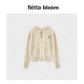 外套 bloom鸡蛋家厚实坑条纹连帽拉链羊毛针织开衫 现货 fletta