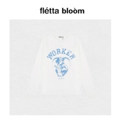 现货 fletta bloom韩国小众open yy搞怪小狗印花宽松圆领长袖