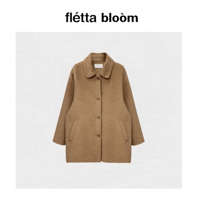【现货】fletta bloom冬季韩版OUNCE气质温柔翻领单排扣大衣外套