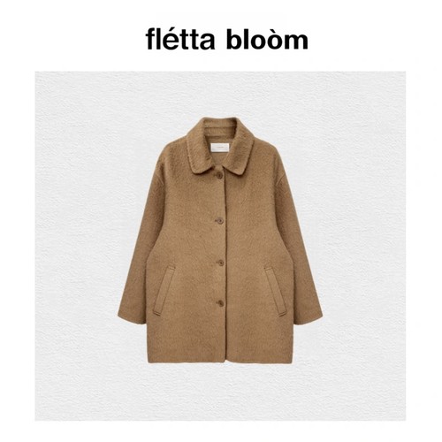 【现货】fletta bloom冬季韩版OUNCE气质温柔翻领单排扣大衣外套