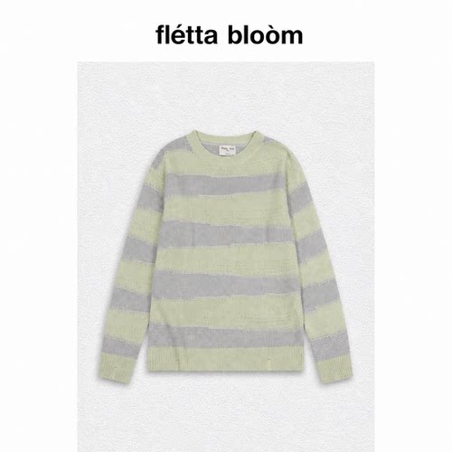 ●fletta bloom韩国小众潮牌matinkim破洞条纹撞色针织毛衣宽松