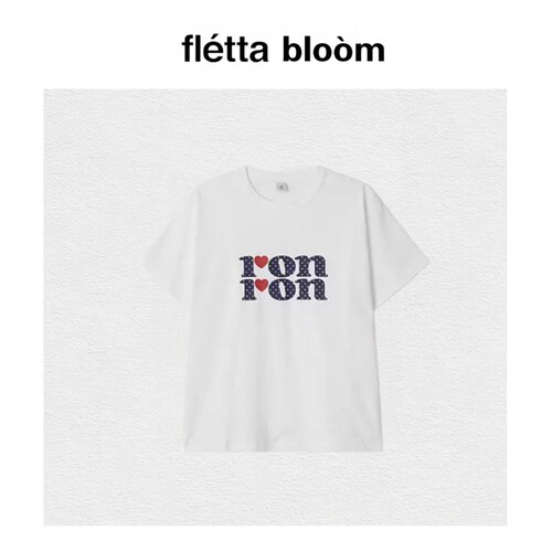 【现货】fletta bloom韩国设计师春夏款RON波点字母休闲短袖T恤女