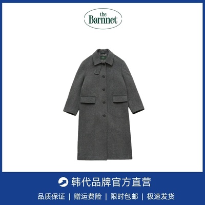 【现货】thebarnnet韩国八奶冬季新款宽松翻领单排扣毛呢大衣外套