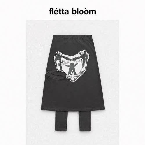 ●fletta bloom OPEN YY韩国爱心印花设计切割裁剪飘带半身裙中裙