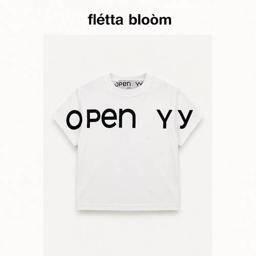 ●fletta bloom韩国open yy字母印花短袖露腰修身显瘦新款T恤上衣