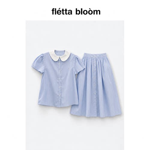 ●fletta bloom条纹娃娃领衬衫韩系东大门休闲长裙套装内搭宽松型