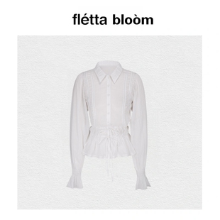 白衬衫 bloom韩系小众花边系带气质长袖 fletta 半裙套装 现货