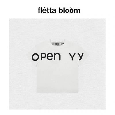 【现货】fletta bloom韩国openyy字母印花短袖露腰修身T恤上衣女