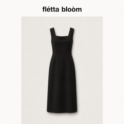 ●fletta bloom韩国女装smoothmood黑色蝴蝶结无袖连衣裙韩系长裙