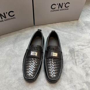 实体发货CNC男鞋2025年春夏新款 男士真皮豆豆鞋男时尚休闲皮鞋男