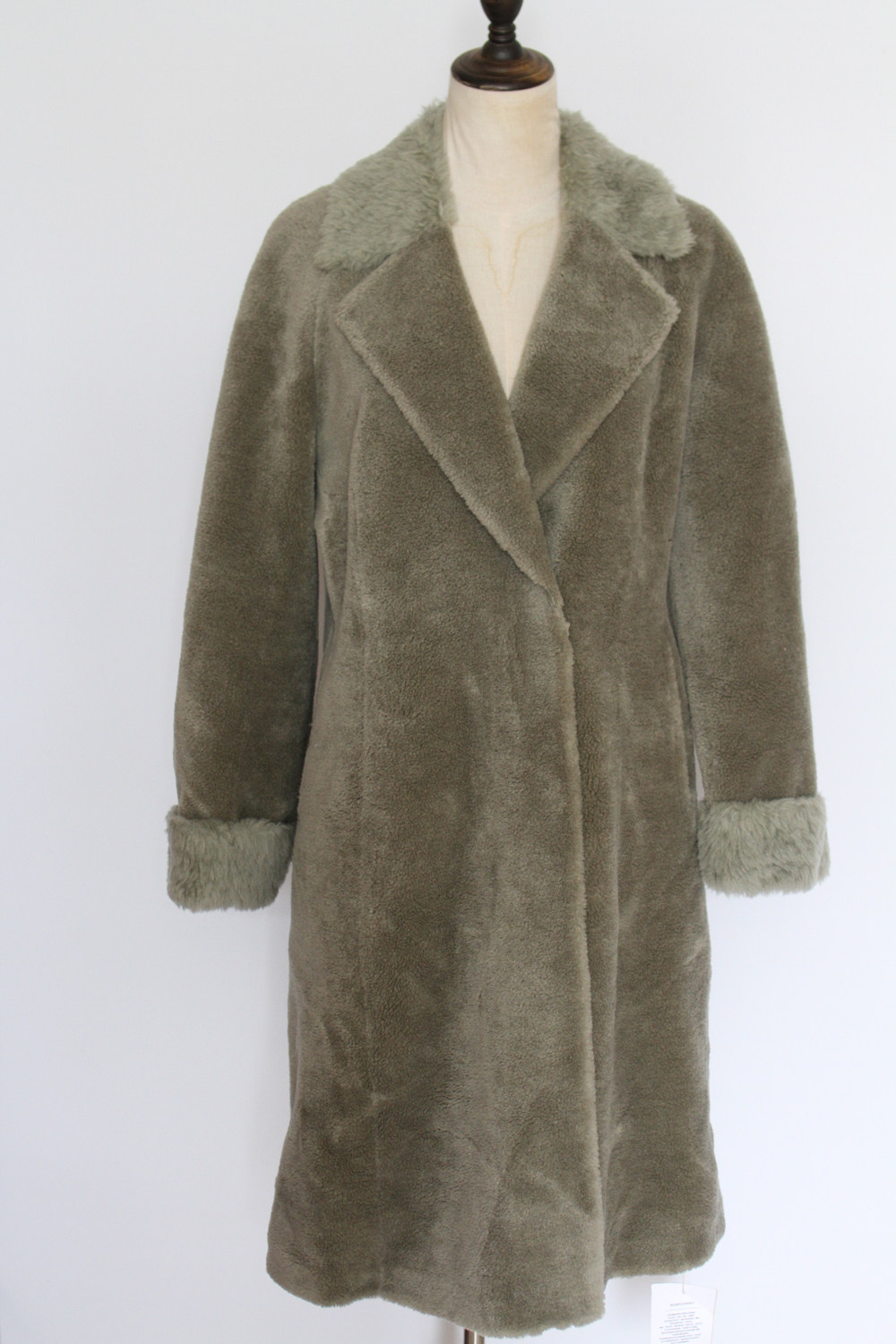 01哥邦皮毛一体100%中长款泰迪熊大衣暗扣通勤简约