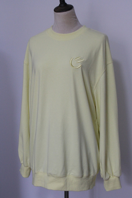 105柠檬黄笑脸刺绣长袖套头元气风圆领套头卫衣【星尘原野旅拍】