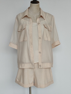 星尘原野旅拍 三件套减龄显瘦 透视上衣吊带短裤 201藕粉职业装