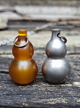 EDC葫芦娃药盒储物瓶罐项链挂件防水仓纯钛PEI创意急救小药瓶刀坠