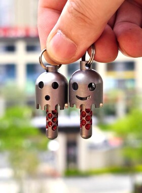 风铃 微笑与发呆TC4钛合金实心数控项链挂吊坠刀具手电筒挂环EDC