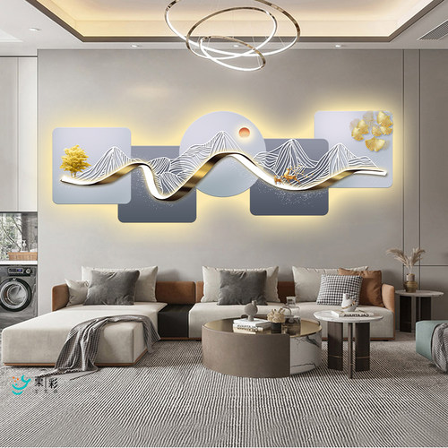 轻奢led带灯客厅装饰画沙发背景墙挂画壁画简约现代高级感氛围画
