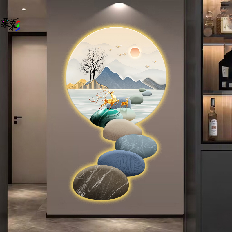 石来运转玄关装饰画现代轻奢高档走廊挂画入户正对门过道装饰壁画