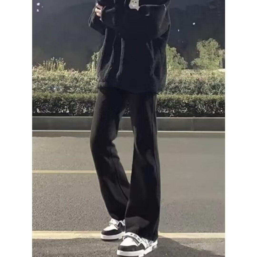 cleanfit美式高街vibe黑色牛仔裤男弹力高腰修身微喇直筒裤子秋季