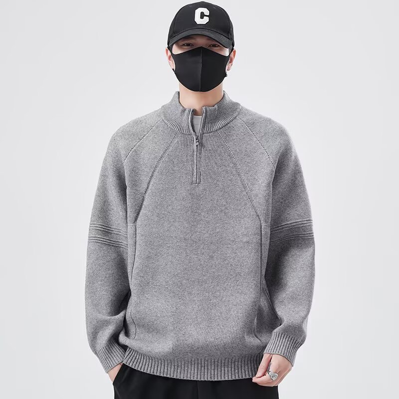 半拉链毛衣男2025秋冬季潮牌