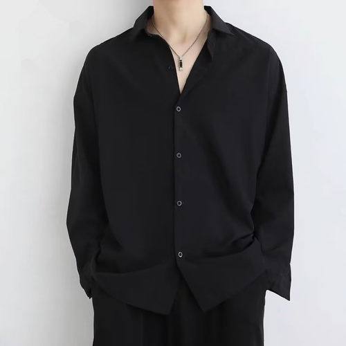 港风衬衫男黑色痞帅春夏季潮流