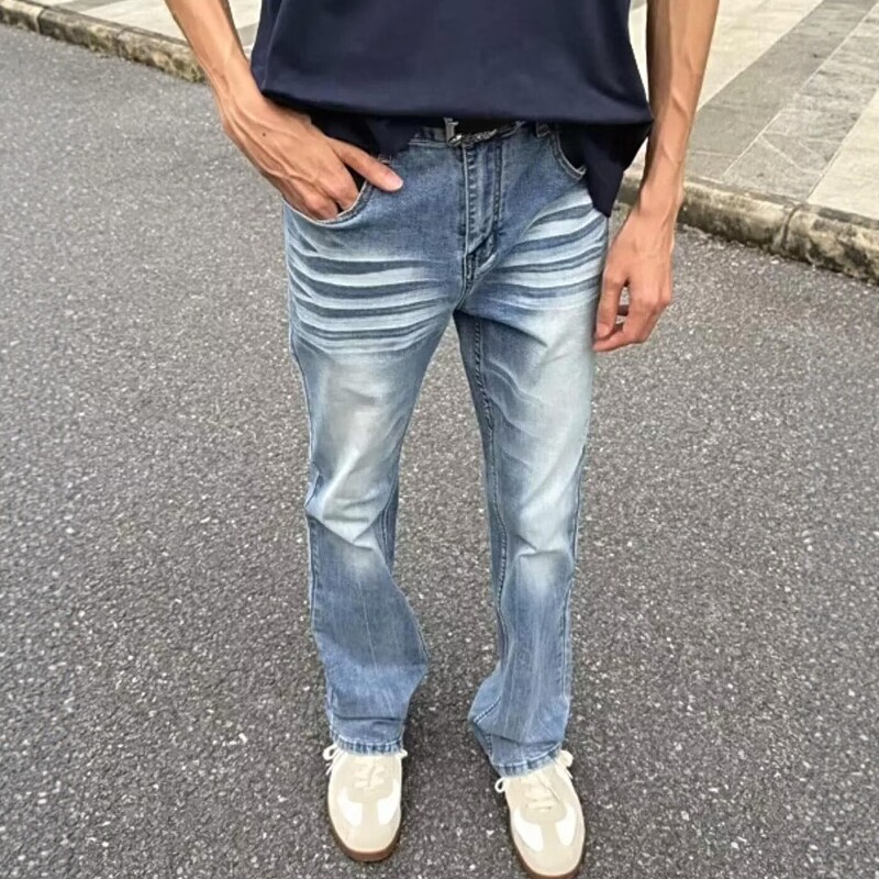 美式复古微喇牛仔裤男童2026年夏季新款潮牌高街百搭修身显瘦长裤