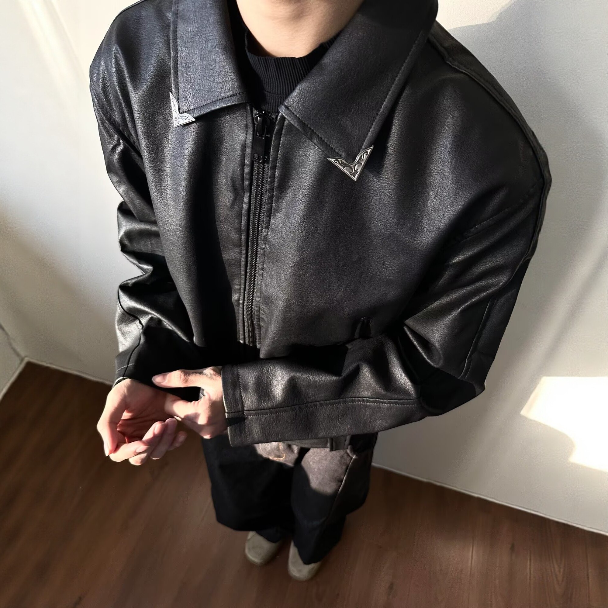 夹克男女复古PU皮衣短款外套男女