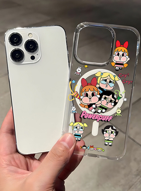 ins可爱卡通飞天小女警苹果16ProMax手机壳iPhone15PLUS透明14磁吸13保护套12高级感magsafe三星S24日韩23/22
