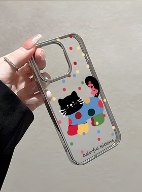 ins风可爱卡通波点猫狗16适用15电镀14苹果13Promax手机壳iPhone12透明11高级感个性xs男女8P潮xr日韩7萌新潮