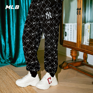 韩国MLB男女情侣钻石老花时尚运动长裤子宽松百搭休闲束脚卫裤潮