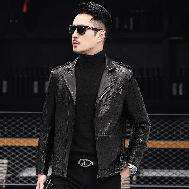 男士皮衣海宁真皮皮衣外套男款春秋2024新款机车款皮夹克加绒秋冬