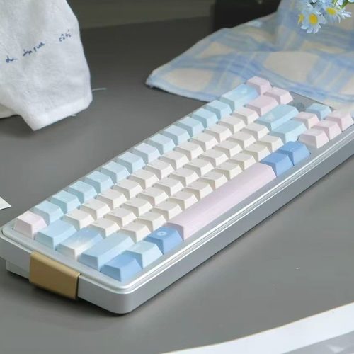 freetag原创键帽自由诗简约蓝粉色原厂五面热升华机械键盘键帽