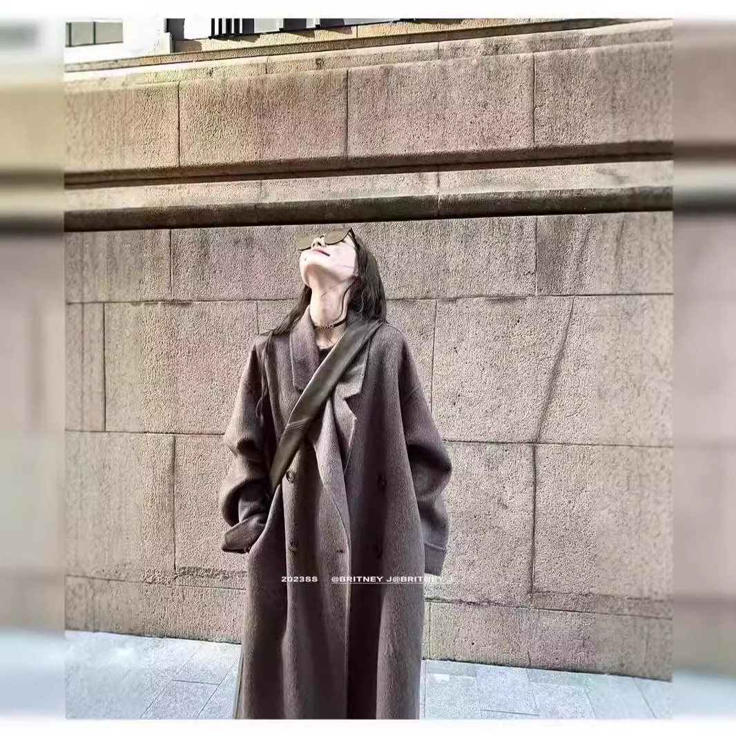慵懒收藏家秋冬美拉德24新骆驼绒高端茧型大衣女中长款羊毛呢外套