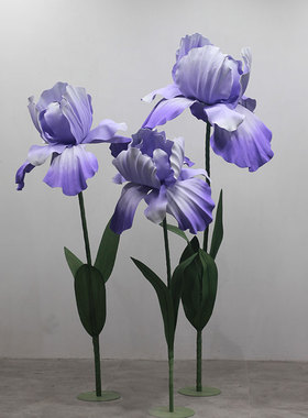 大型紫色路引花泡沫EVA纸艺花户外婚礼防水手工装饰橱窗道具美陈