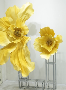 婚庆道具纸艺花eva金黄色婚礼堂背景装饰布置大型纸艺花防水户外