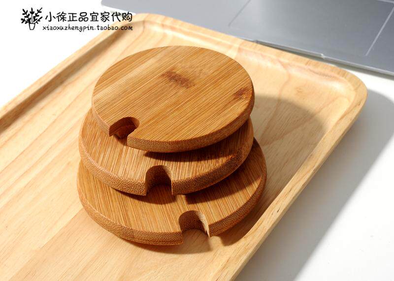 马克杯盖子 竹子杯盖 带勺孔 陶瓷水杯盖 竹制杯盖 防尘竹盖