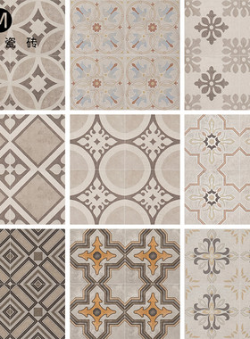 灰色水泥花砖地砖400x400工业风背景墙砖卫生间厨房阳台复古瓷砖