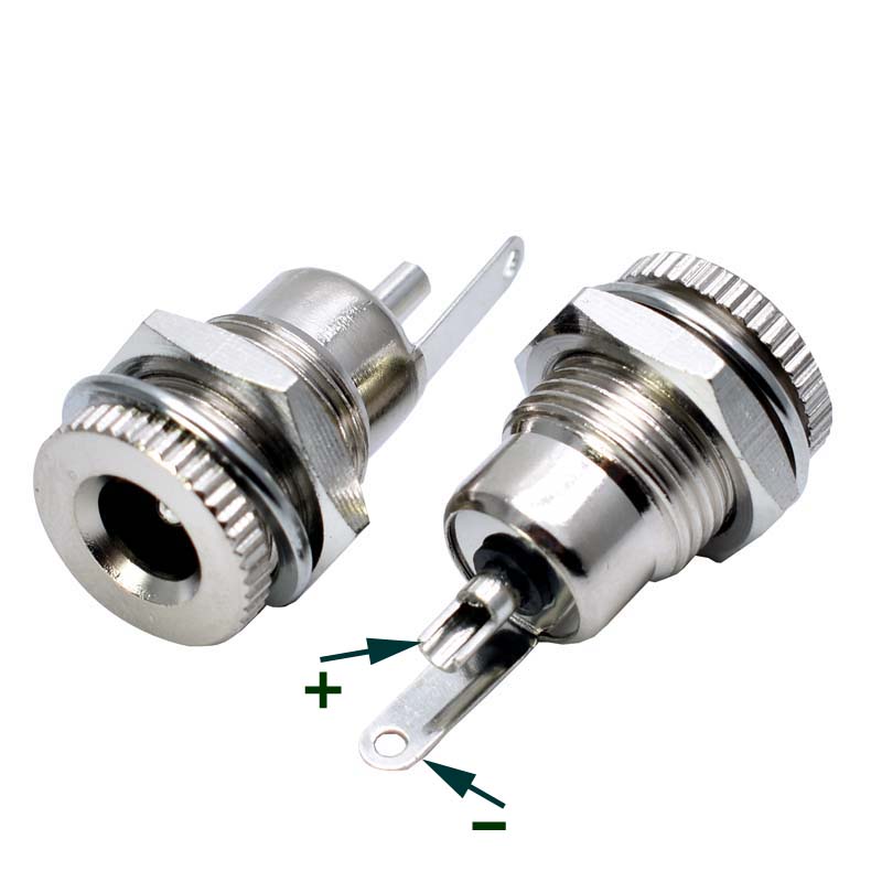 全金属带螺纹垫片面板安装dc插座