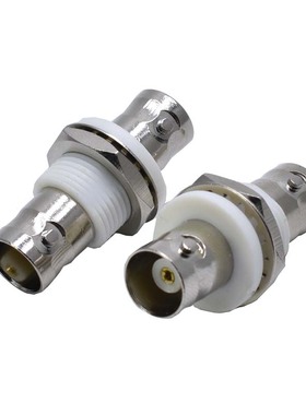 BNC-KKY 面板安装连接器BNC母转BNC母 带螺母垫片BNC绝缘白胶母座