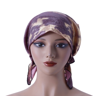 两尾巴帽包头帽月子帽扎染头巾帽简便化疗帽印花时尚百搭 caps