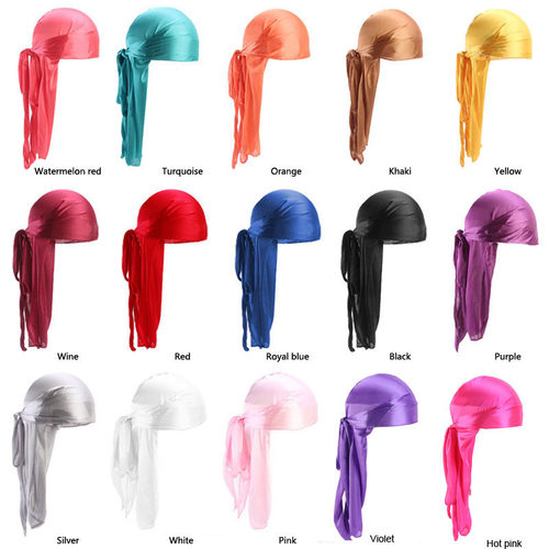 热卖新款真丝长尾头巾帽 海盗帽 SILKY DURAG TJM-05C