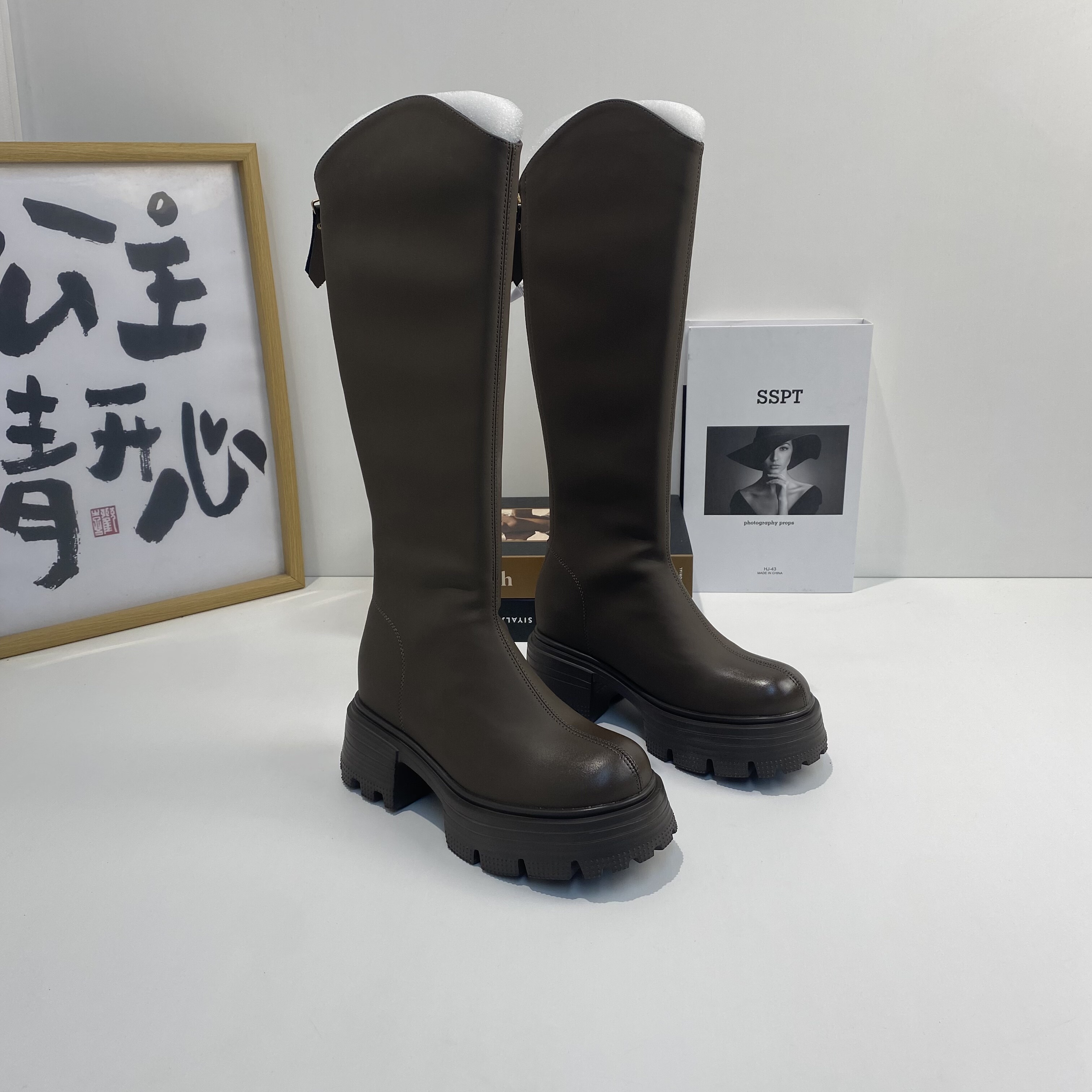 时尚小个子不过膝长靴女2025长筒靴厚底靴子高筒保暖骑士靴女长靴