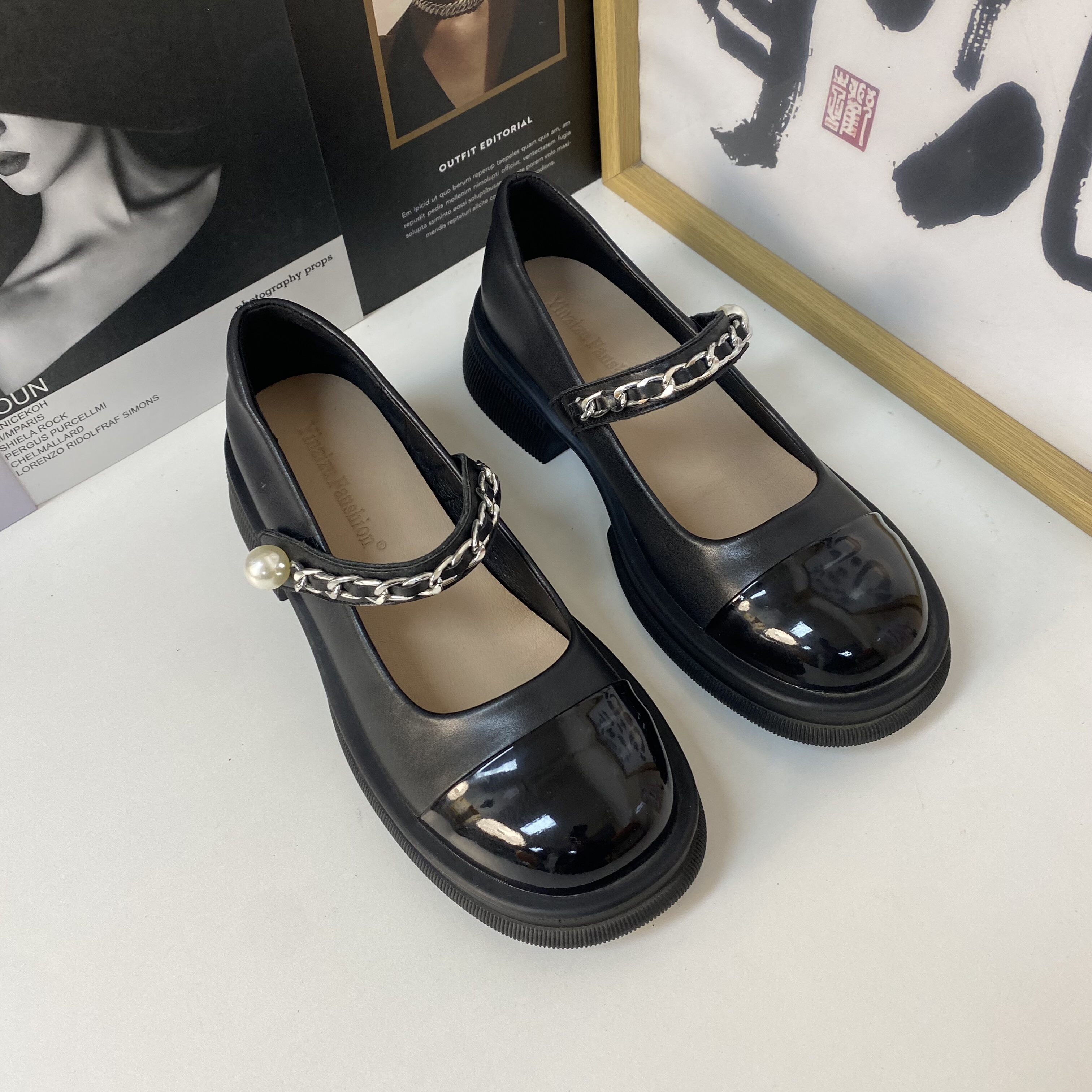 36码厚底玛丽珍鞋女配裙子法式小皮鞋2025新款春秋浅口单鞋乐福鞋