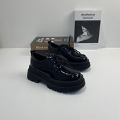 带软底松糕复古百搭单鞋 英伦风小皮鞋 时尚 厚底系鞋 女2025春季 新款