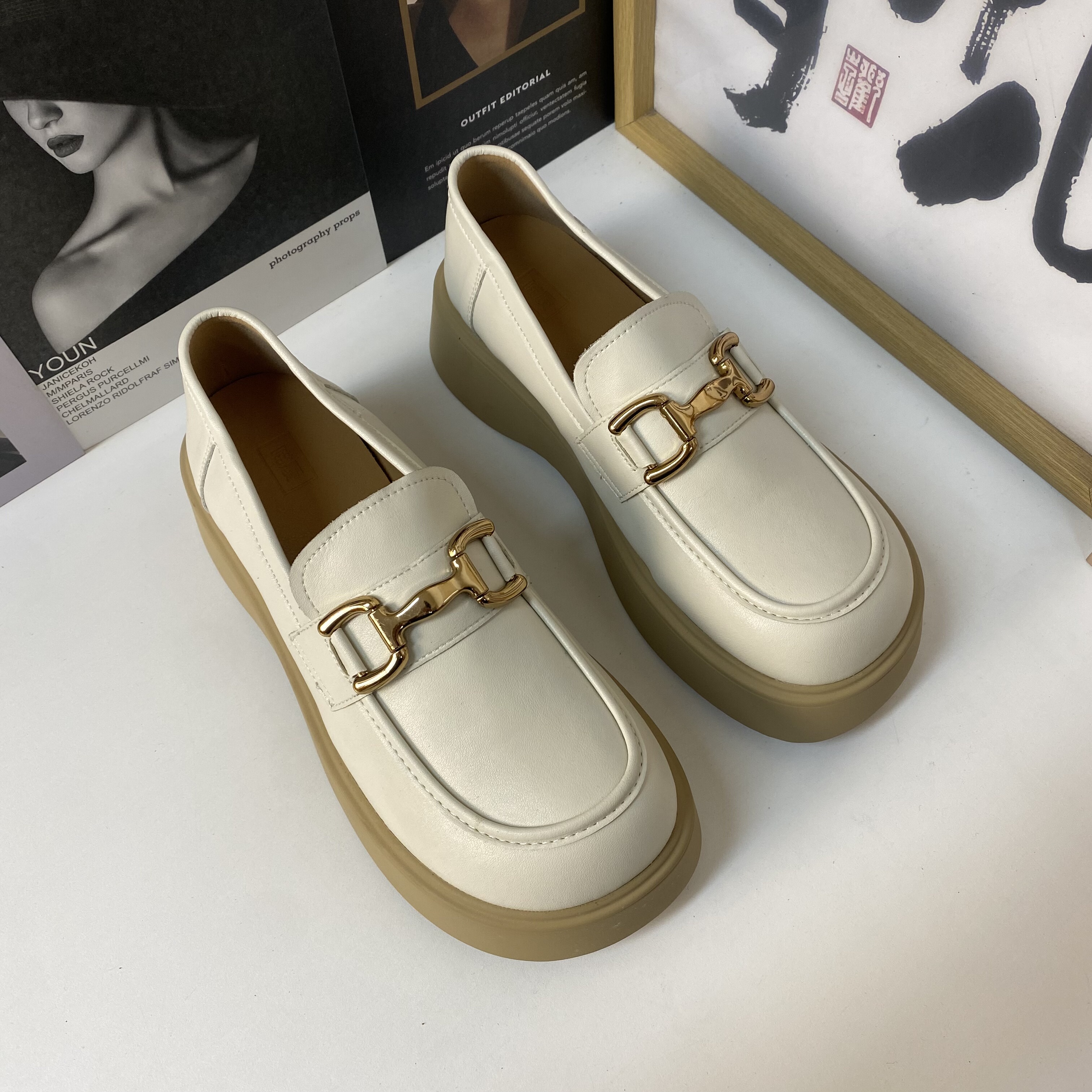 339码厚底乐福鞋女2025新款时尚英伦风小皮鞋一脚蹬懒人单鞋女鞋